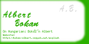 albert bokan business card